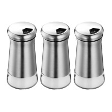3pcs Glass Salt Shaker - Stainless Steel Spice Dispenser with Adjustable Pour Holes