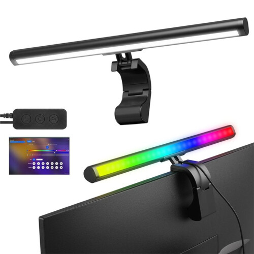 Monitor Light Bar with RGB Backlight, Software-Controlled Display Color & Music Sync, LED Desk Lamp 2