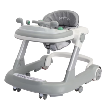 Baby Walker, 2-in-1 looprols en looprols met opbergbak, verstelbaar, grijs