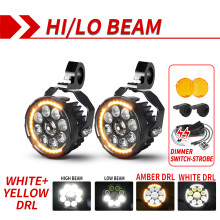 CO LICHT Motorrad Hilfslicht, 5 Zoll LED, Weiß + Gelbes Tagfahrlicht, 90000LM, IP68