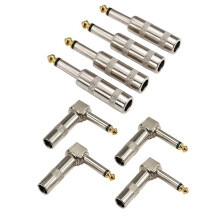 8Pack 1/4 Solder Plug Right Angle and Straight Audio Connector Jack Plug