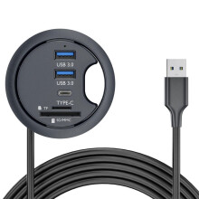 USB 3.0 Hub TF USB-C 2 Port USB 60mm Desk Grommet Splitter Dock Station Micro- Card Reader for Desktop PC