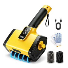 Electric BBQ Grill Brush with LED Light, 3000mAh Motorized Grill Cleaner with 1 Pair Gloves for Garden Camping Outdoor