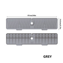 Faucet Mat for Kitchen Sink, Silicone Sink Guard with 7 Slope, Foldable Faucet Drain Pad, Cuttable Opening Grey