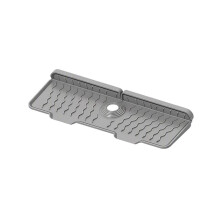 Faucet Mat for Kitchen Sink, Silicone Sink Guard with 7 Slope, Foldable Faucet Drain Pad, Cuttable Opening Grey