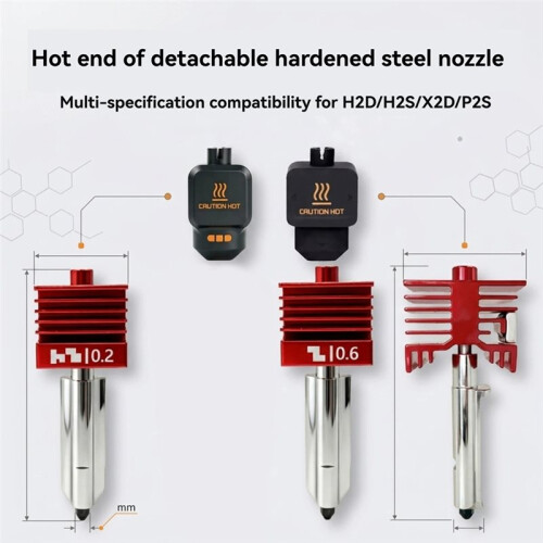1Pcs 0.8mm Hardened Steel Nozzle for  H2D/A1/A1  Printers 0.8mm Nozzle 2