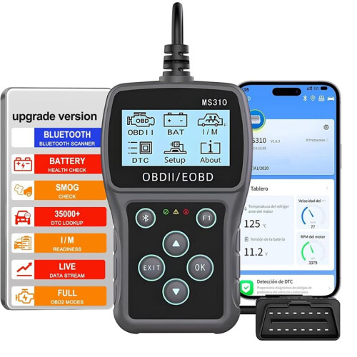 MS310  OBD2-Scanner, Autodiagnoseapparaat, Motorfoutcodelezer, Accuspanningsmeter voor Alle Voertuigen 1