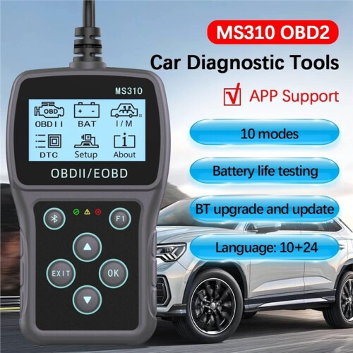 MS310  OBD2 Scanner Car Diagnostic Tool, Engine Fault Code Reader, Battery Voltage Tester for All Vehicles 2
