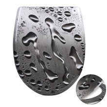 WOLTU toiletbril met soft-close, Duroplast, grijze Gouttes de rosée, 45,5 x 37,1 cm