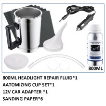 Set van koplamp herstelkit, 800 ml, 12V, voor het verwijderen van krassen en vergeling