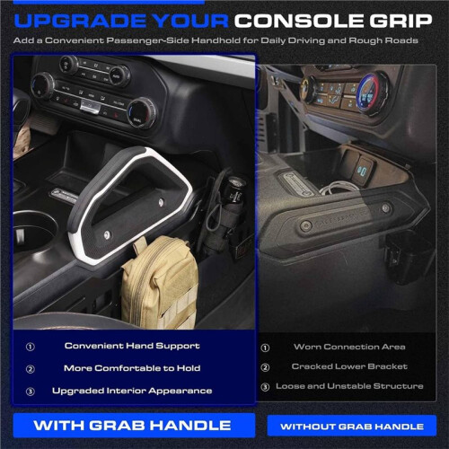 Front Center Console Grab Handle for  Bronco 2021-2026 Passenger Side Console Grab Handle White 2