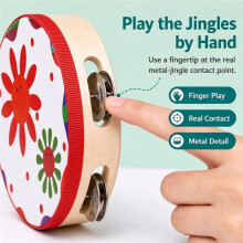 6 Inch Tambourines Musical Instrument Wooden Orff Percussion Instrument Metal Jingles Hand Drum Dance Props