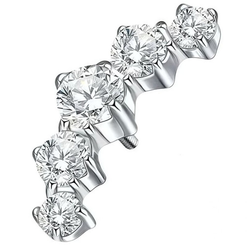 G23 Arched Bow Earrings, Lip Stud , F136, Inner Spiral Setting with 5A 0.9 Teeth, Universal Accessories