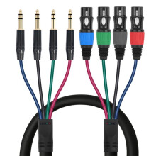 4 Channel 6.35mm TRS Male to XLR Female Audio Snake Cable 4 in 4 Out Stereo Audio Balanced to XLR Cables