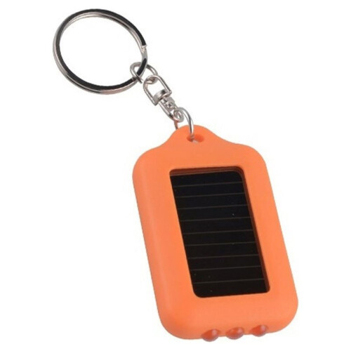Solar Flashlight Keychain -  UV & White Light, Portable Rechargeable LED Torch Orange