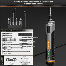 Electrical Screwdriver Set for Cordless Electric Screwdrivers USB Rechargeable Hand with 10 Bit Set Power Drill