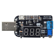 USB Adjustable Step-/Down Power Micro Port Supply Module with Current Display 5V to 3.3V/9V/12V/18V/24V Regulator