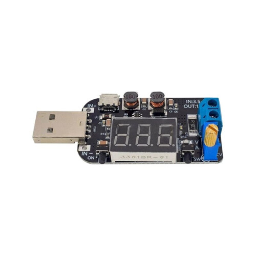 USB Adjustable Step-/Down Power Micro Port Supply Module with Current Display 5V to 3.3V/9V/12V/18V/24V Regulator 2