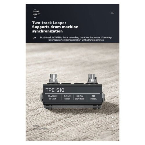LIV TRA TPE-S10 Compact Guitar Multi-Effects Processor with Stereo Output, Multi-Module Color Screen, and Effect Chain 2