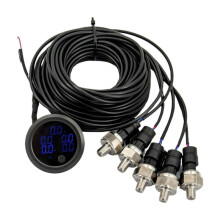 Ultra Thin Air Suspension Pressure Gauge PSI 2" 52mm Air Press Boost Air Ride Meter LED Five Display with 1/8NPT Sensor
