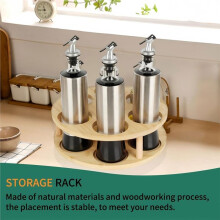Rotating Wooden Water Bottle Holder for - Insulated Tumbler Display Stand & Organizer for Desk, Kitchen, Fridge