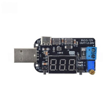 USB Adjustable Step-/Down Power TYPE-C Port Supply Module with Current Display 5V to 3.3V/9V/12V/18V/24V Regulator