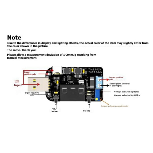USB Adjustable Step-/Down Power TYPE-C Port Supply Module with Current Display 5V to 3.3V/9V/12V/18V/24V Regulator 1