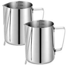 2 Pack 32oz Stainless Steel Milk Frothing Pitcher, Large Capacity