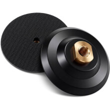 2 Pack 4 Inch Rubber Backer Pad 5/8"-11 and Loop Flexible Backing Pad Threaded Insert Hook and Rubber Backing Plate