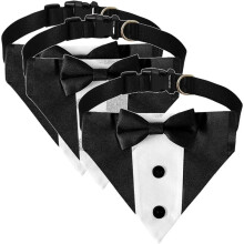 Dog Tuxedo Bandana Collar with BowTie, Adjustable Formal Suit Costume for Small Medium Large Dogs,Birthday Pet Outfit M