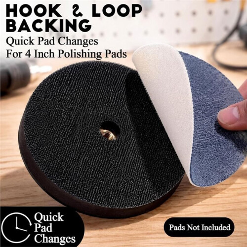 2 Pack 4 Inch Rubber Backer Pad 5/8"-11 and Loop Flexible Backing Pad Threaded Insert Hook and Rubber Backing Plate 1
