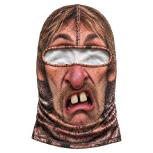 3D Face Printed Old Full Face Mask Winter Ski Hood with Eye Hole Stretch Breathable Headwear Cosplay Party Cover A