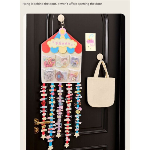 Cute Wall Decor & Hair Accessory Organizer,Holder with Mesh Pocket,Wall-Mounted Organizer