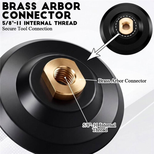 2 Pack 4 Inch Rubber Backer Pad 5/8"-11 and Loop Flexible Backing Pad Threaded Insert Hook and Rubber Backing Plate 2