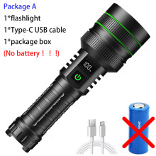 Linterna táctica LED de largo alcance, color verde, impermeable, sin batería