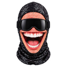 3D Face Printed Old Full Face Mask Winter Ski Hood with Eye Hole Stretch Breathable Headwear Cosplay Party Cover C