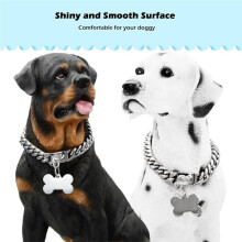 Strong Stainless Steel Silver Metal Dog Collars with New Secure Buckle,14MM Lock Link Chain Training Collar Chain