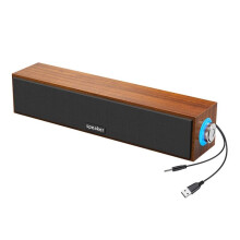 Large Volume USB Wired Dual Speakers for Computer Laptop Desktop Wooden Enclosure PC Sound Bar