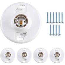 5 Pack Lamp Holder E26 Medium Base, White Ceiling Light Sockets for Incandescent & LED Bulbs, 600V/660W