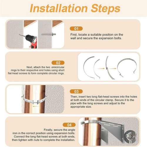 Adjustable Chimney Pipe Wall Support Bracket for 6" 8" Double Wall Stove Pipe Fireplace Pipe Wall Mount Holder 2