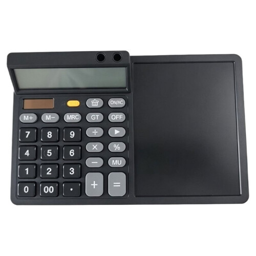 LCD Writing Tablet & Calculator: Large Screen Display, Solar Assisted Desktop Calculator for Office, Study, Business Use 1