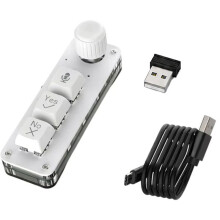 AI Voice Macro Keypad 3 Keys Single Knob Mechanical Keyboard Wired/2.4G Dual Connection Intelligent Input Keypad White