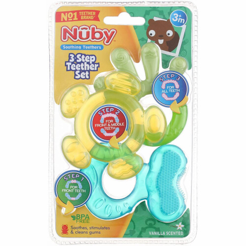 Nuby Nuby 3-Step Teething Set, Baby Teether Toys for Sore Gums, 3M+ 1