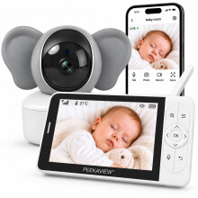 Peekaview Baby Monitor, 5" HD Screen + App, No WiFi Needed, 1080P Camera