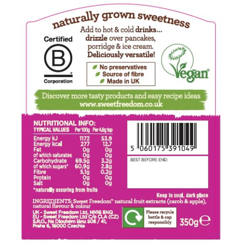 Sweet Freedom Raspberry Syrup 350 g (Pack of 1) 1
