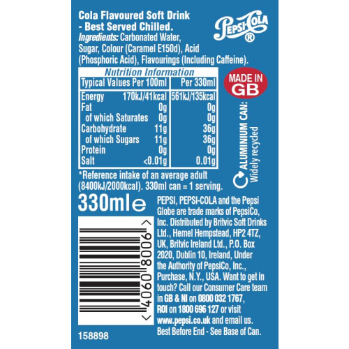 Pepsi Pepsi Cola | 330ml Can | 24 Pack 1