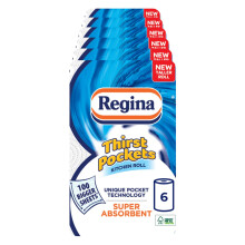 Regina Thirst Pockets, 6 Rolls of Kitchen Towel