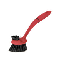 Greener Cleaner Long-Arm Dish Washing Scrub Brush Stubborn Caked-On Food Stains from Pots/Plates/Pans/Glass/Ceramic/Plastic, Hanging Easy-Grip Handle