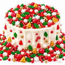 Christmas Sprinkles 165g, Edible Cake Decorations, Sugar Pearls, Xmas Mix