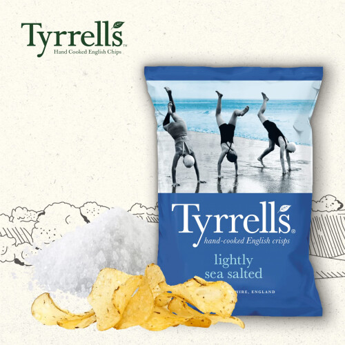 Tyrrells Lightly Sea Salted Crisps, 40g 1